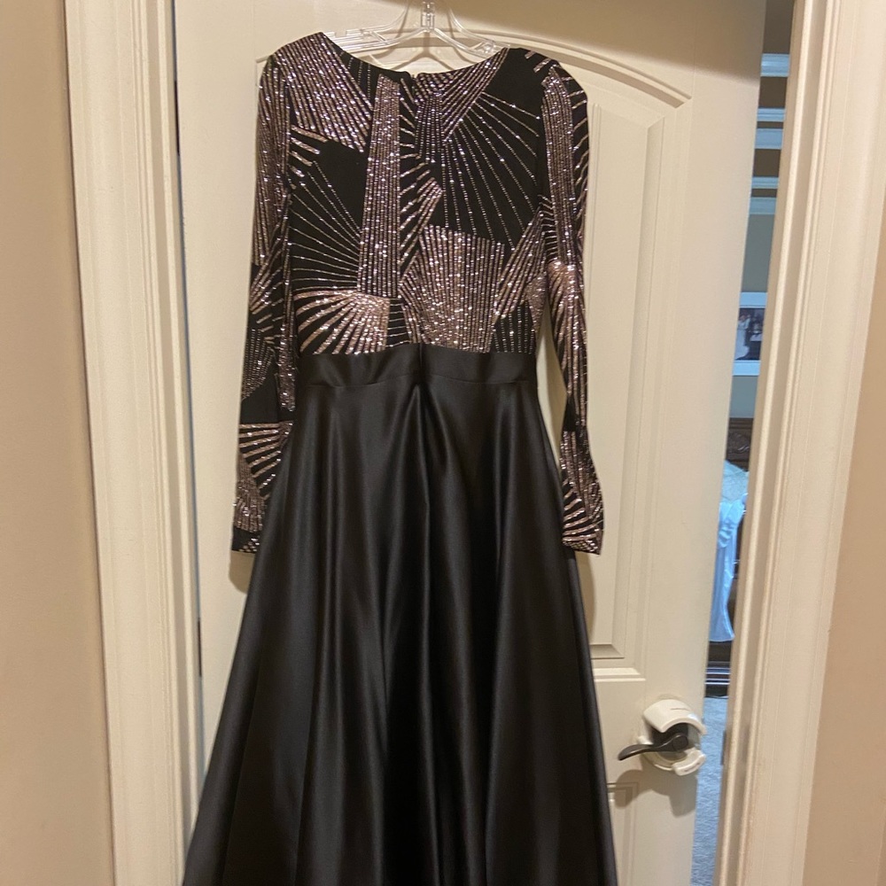 COPY - Black and gold floor length Betsy & Adam gown. Worn once for my son’s we…